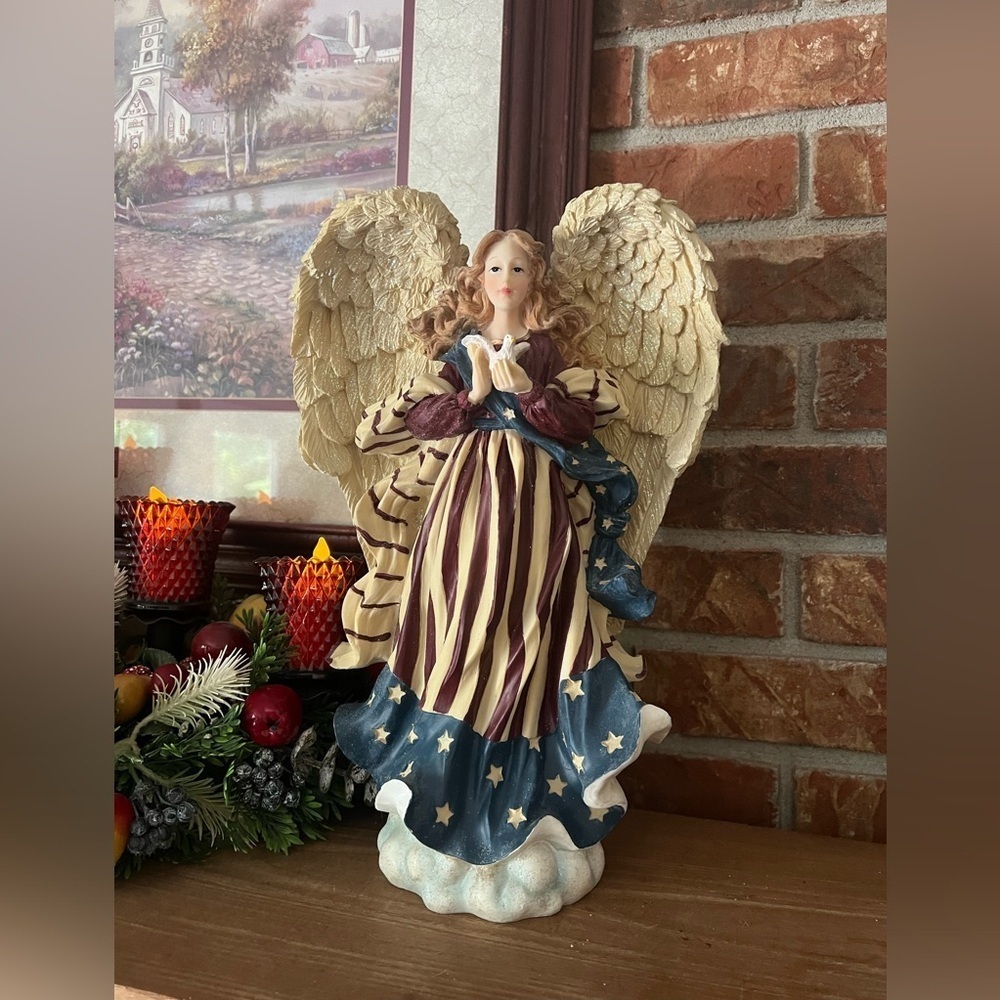 Rare Vintage Large Angel Holding Dove Statue